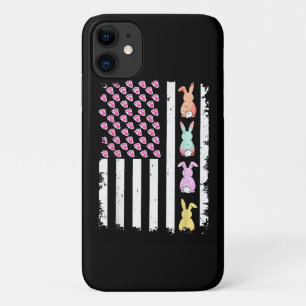 US American Flag with Bunny for Easter Day iPhone 11 Case