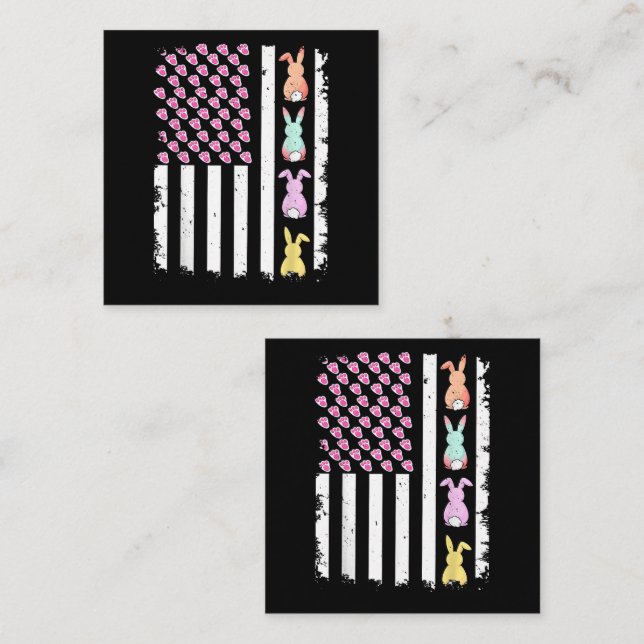 US American Flag with Bunny for Easter Day Enclosure Card (Front/Back)