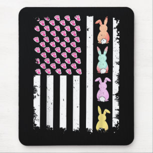 US American Flag with Bunny for Easter Day Mouse Pad