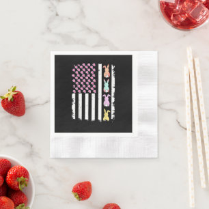 US American Flag with Bunny for Easter Day Napkin