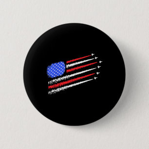 Us American Flag With Fighter Jets For Independenc 6 Cm Round Badge