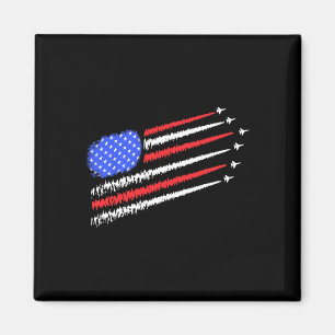 Us American Flag With Fighter Jets For Independenc Magnet