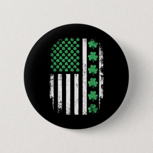 Us American Flag With Shamrocks For St Patricks Da 6 Cm Round Badge