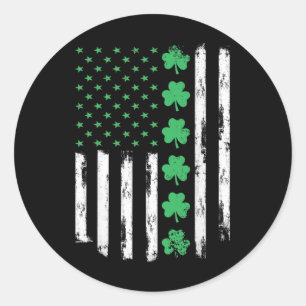 Us American Flag With Shamrocks For St Patricks Da Classic Round Sticker