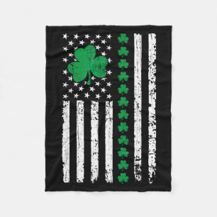 Us american flag with shamrocks for st patricks da fleece blanket