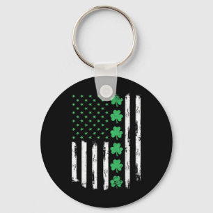 Us American Flag With Shamrocks For St Patricks Da Key Ring