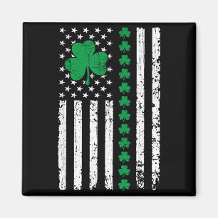 Us american flag with shamrocks for st patricks da magnet