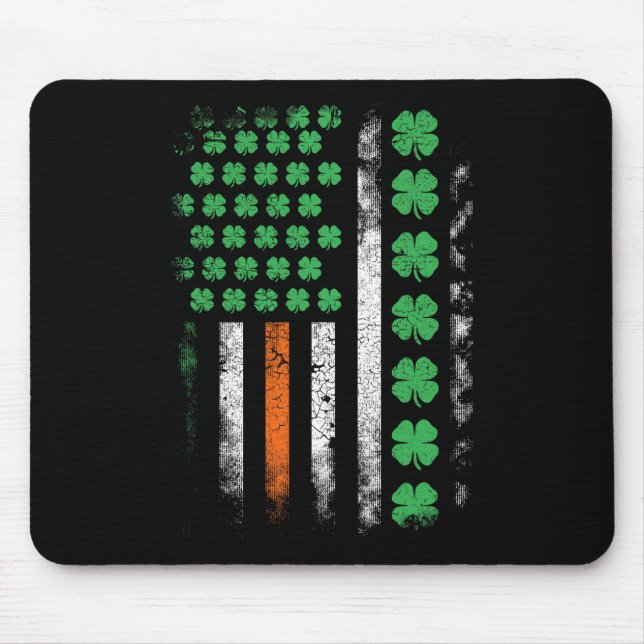 Us American Flag With Shamrocks For St Patricks Da Mouse Pad (Front)