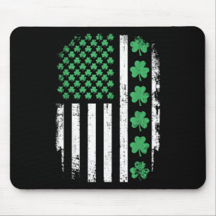 Us American Flag With Shamrocks For St Patricks Da Mouse Pad