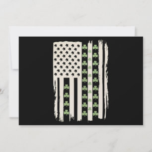 US American Flag With Shamrocks for St Patricks  Invitation