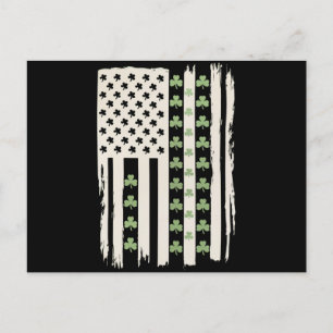 US American Flag With Shamrocks for St Patricks  Postcard