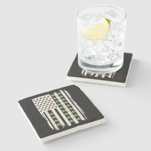 US American Flag With Shamrocks for St Patricks Stone Coaster