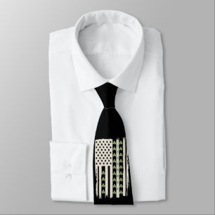 US American Flag With Shamrocks for St Patricks  Tie