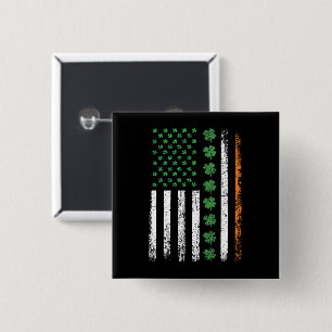 US American Flag with Shamrocks St Patricks Day 15 Cm Square Badge