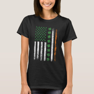 US American Flag with Shamrocks St Patricks Day T-Shirt