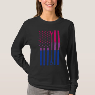 Us American Flag Wrench Bisexual Bi Pride Lgbtq Me T-Shirt
