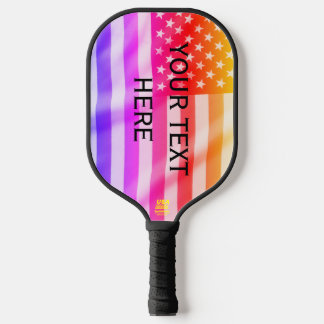 US American Flag Your Text Here Pickleball Paddle