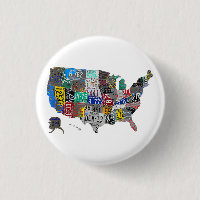 US American United States Map Flag License Plate A
