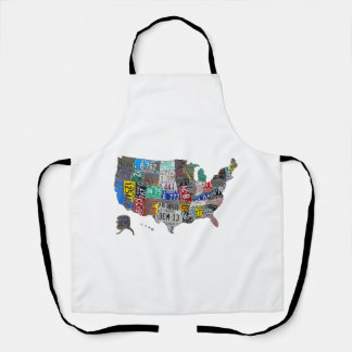 US American United States Map Flag License Plate A Apron