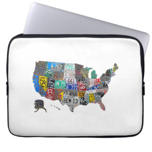 US American United States Map Flag License Plate A Laptop Sleeve