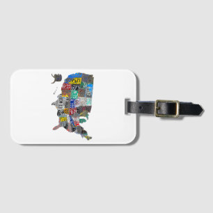 US American United States Map Flag License Plate A Luggage Tag