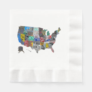 US American United States Map Flag License Plate A Napkin