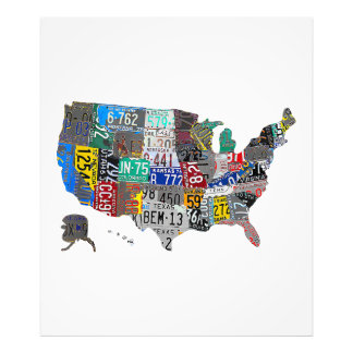 US American United States Map Flag License Plate A Photo Print