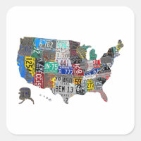 US American United States Map Flag License Plate A