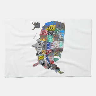 US American United States Map Flag License Plate A Tea Towel