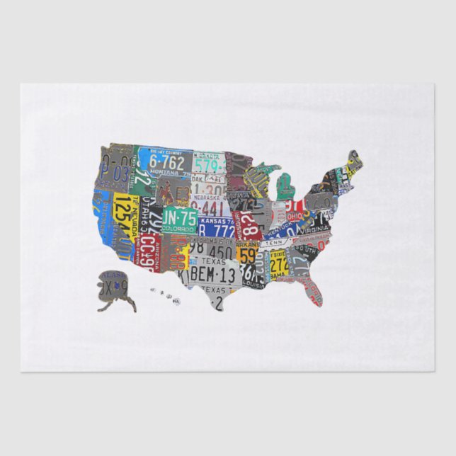 US American United States Map Flag License Plate A Tissue Paper (Front)