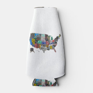US American United States Map Flag License Plate  Bottle Cooler