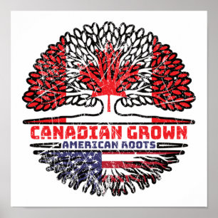 US American USA United States Canadian Canada Tree Poster