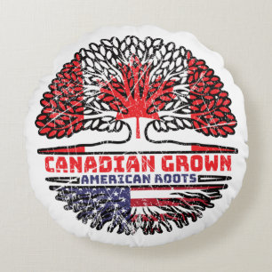 US American USA United States Canadian Canada Tree Round Cushion