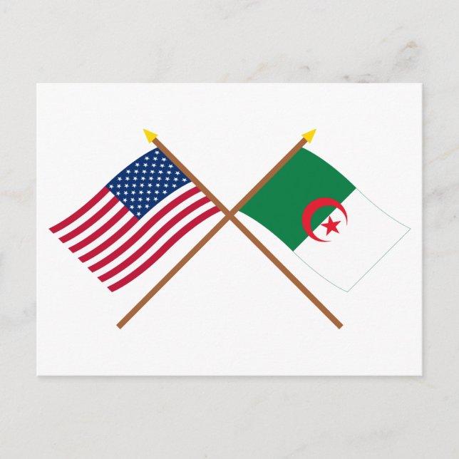 US and Algeria Crossed Flags Postcard (Front)