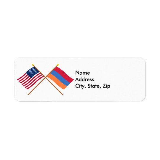 US and Armenia Crossed Flags Return Address Label