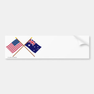 US and Australia Crossed Flags Bumper Sticker