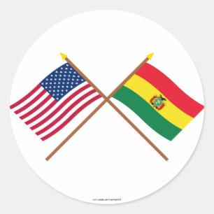 US and Bolivia Crossed Flags Classic Round Sticker