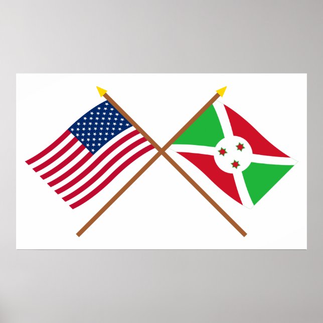 US and Burundi Crossed Flags Poster (Front)