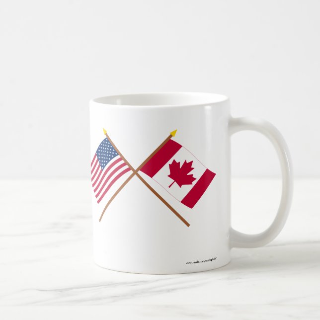 US and Canada Crossed Flags Coffee Mug (Right)