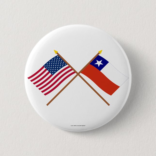 US and Chile Crossed Flags 6 Cm Round Badge (Front)