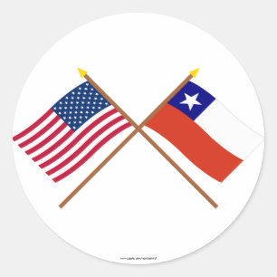 US and Chile Crossed Flags Classic Round Sticker