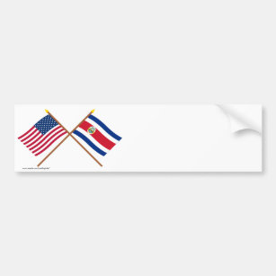 US and Costa Rica Crossed Flags Bumper Sticker