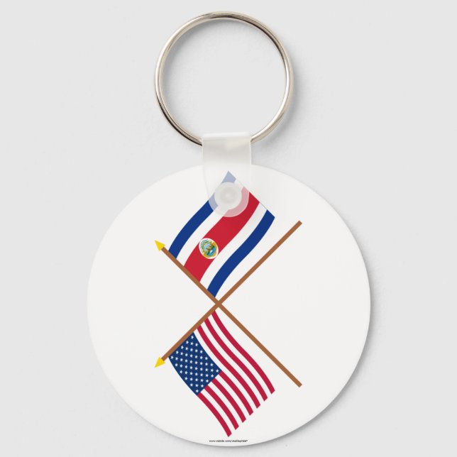 US and Costa Rica Crossed Flags Key Ring (Front)