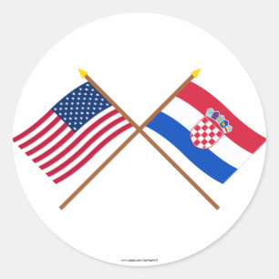 US and Croatia Crossed Flags Classic Round Sticker