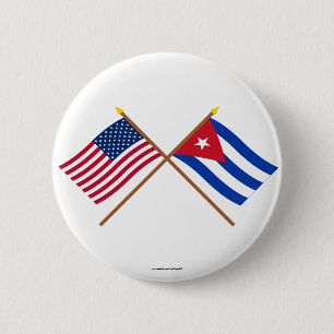US and Cuba Crossed Flags 6 Cm Round Badge
