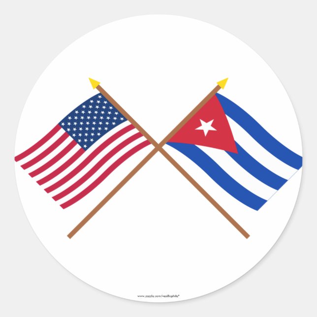 US and Cuba Crossed Flags Classic Round Sticker (Front)