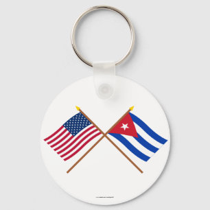 US and Cuba Crossed Flags Key Ring