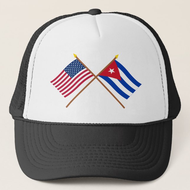 US and Cuba Crossed Flags Trucker Hat (Front)