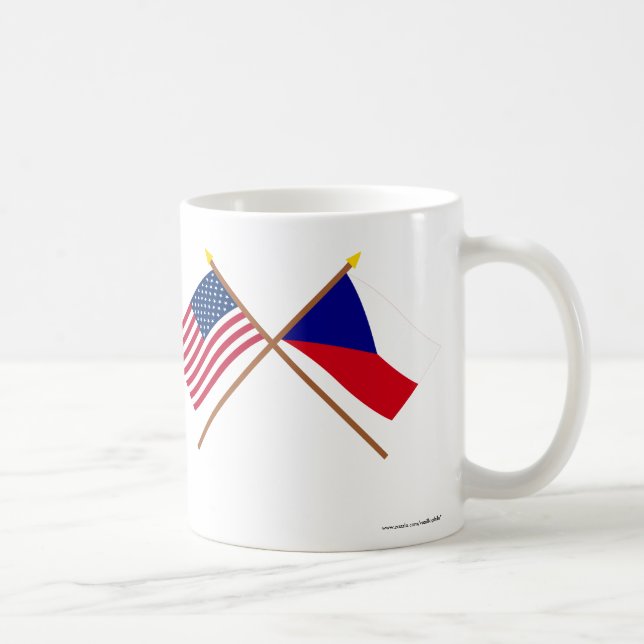 US and Czech Republic Crossed Flags Coffee Mug (Right)