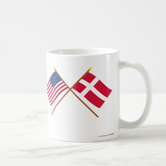US and Denmark Crossed Flags Coffee Mug (Right)